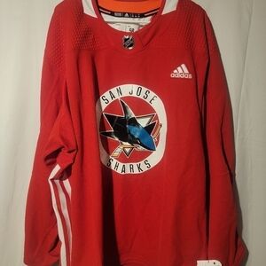 Adidas NHL San Jose Sharks Red Pro Practice Jersey Men’s 58 Fight Strap